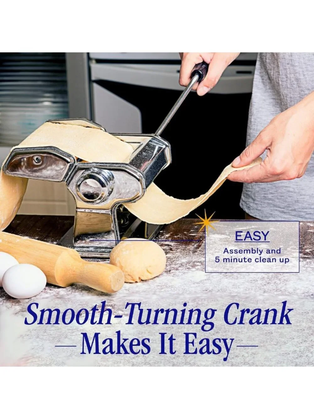 Adjustable Thickness Pasta Maker - 3-in-1 Noodle Machine with Rollers & Cutters